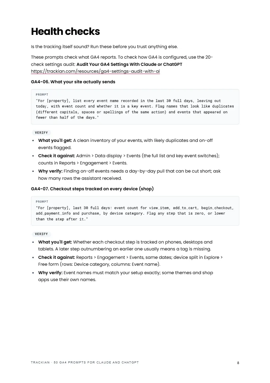 Page 9 of GA4 prompt pack