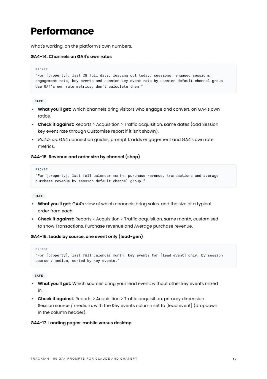 Page 13 of GA4 prompt pack