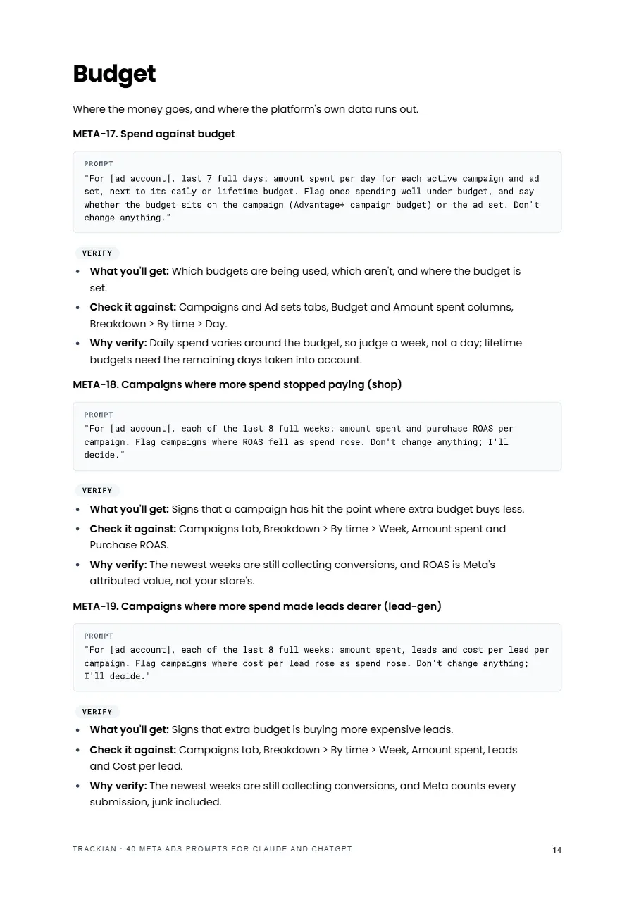 Page 15 of Meta Ads prompt pack