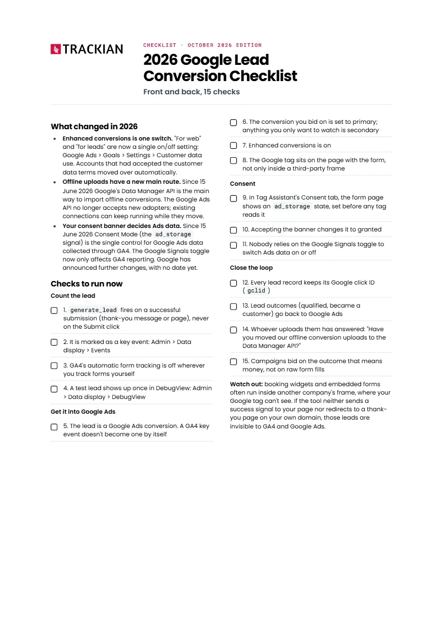 Page 2 of 2026 Google Lead Conversion Checklist