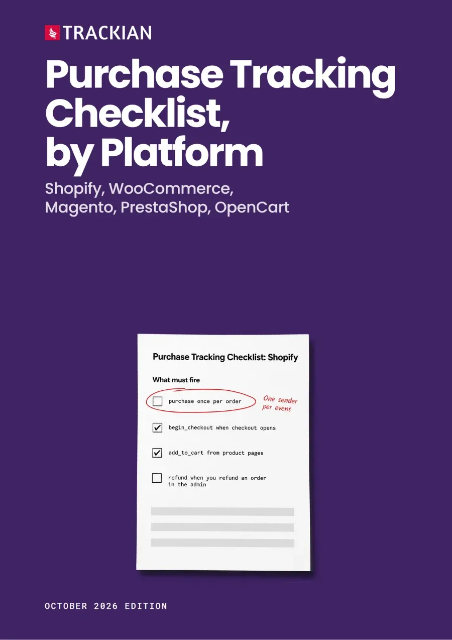 Page 1 of Purchase Tracking Checklist, by Platform