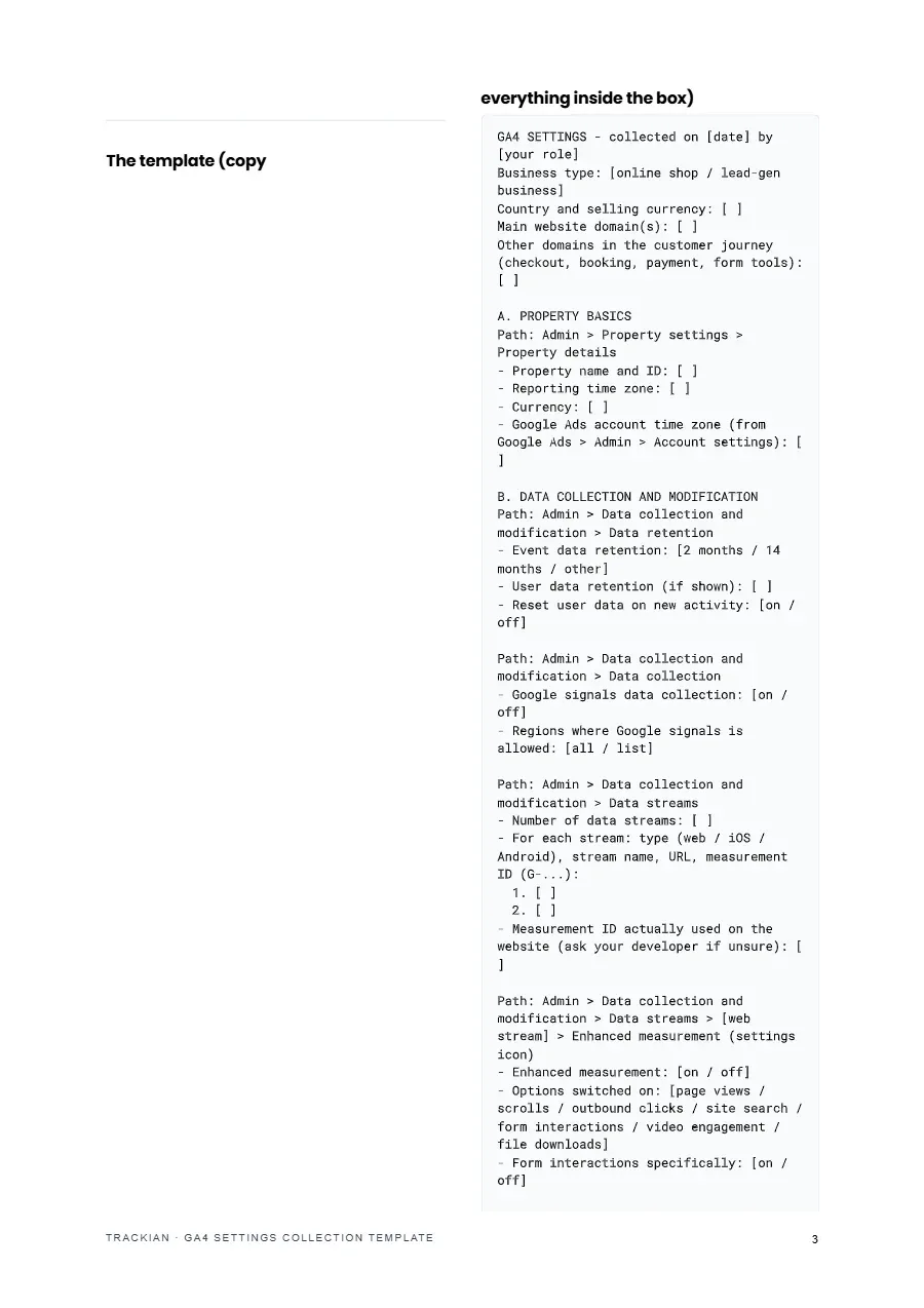 Page 3 of GA4 Settings Collection Template