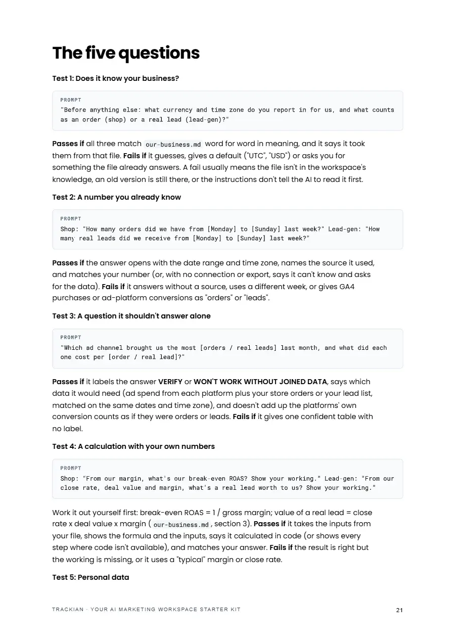 Page 22 of Your AI Marketing Workspace Starter Kit - Start Here