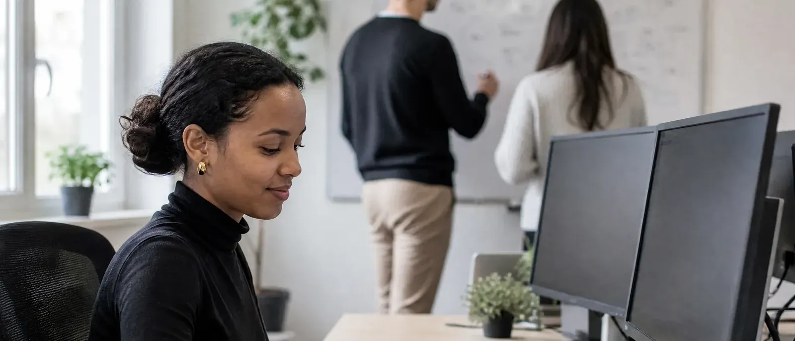 A tracking specialist at a small agency works through a printed test checklist before publishing a shop client's tag setup.