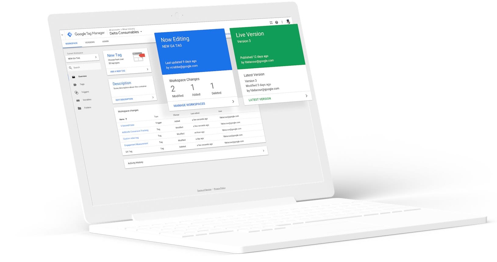 Workspace overview: draft vs live version
