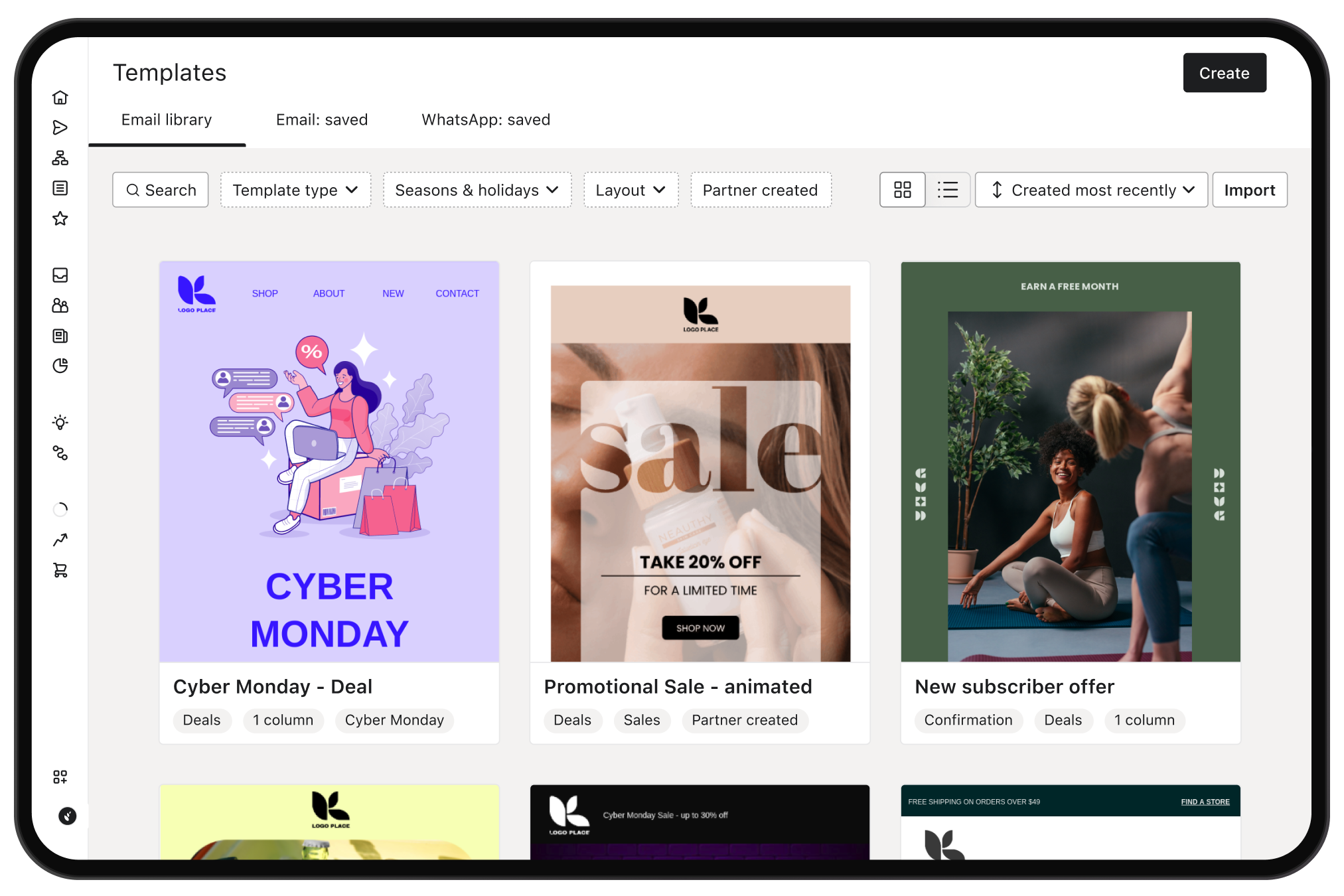 Email template library