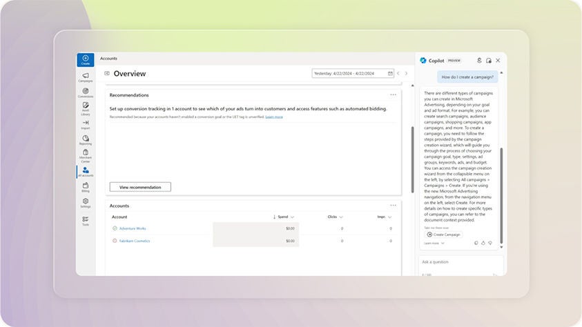 Account overview with Copilot