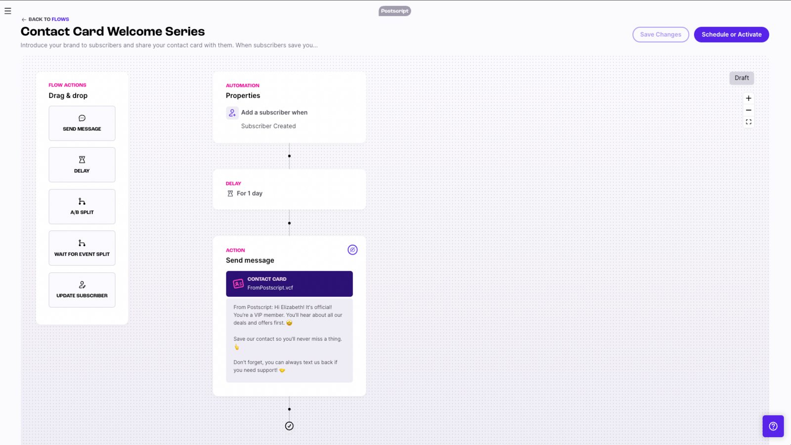 Flow builder: welcome series